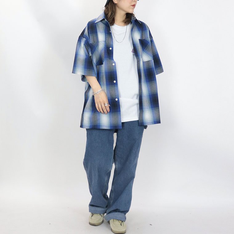 接触冷感 H/S オンブレチェックシャツ