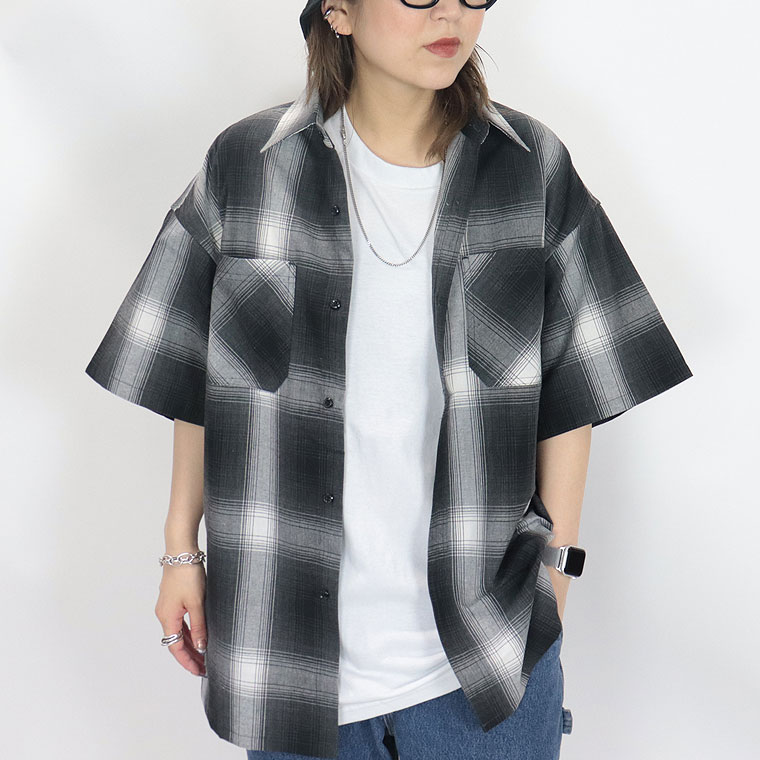 接触冷感 H/S オンブレチェックシャツ