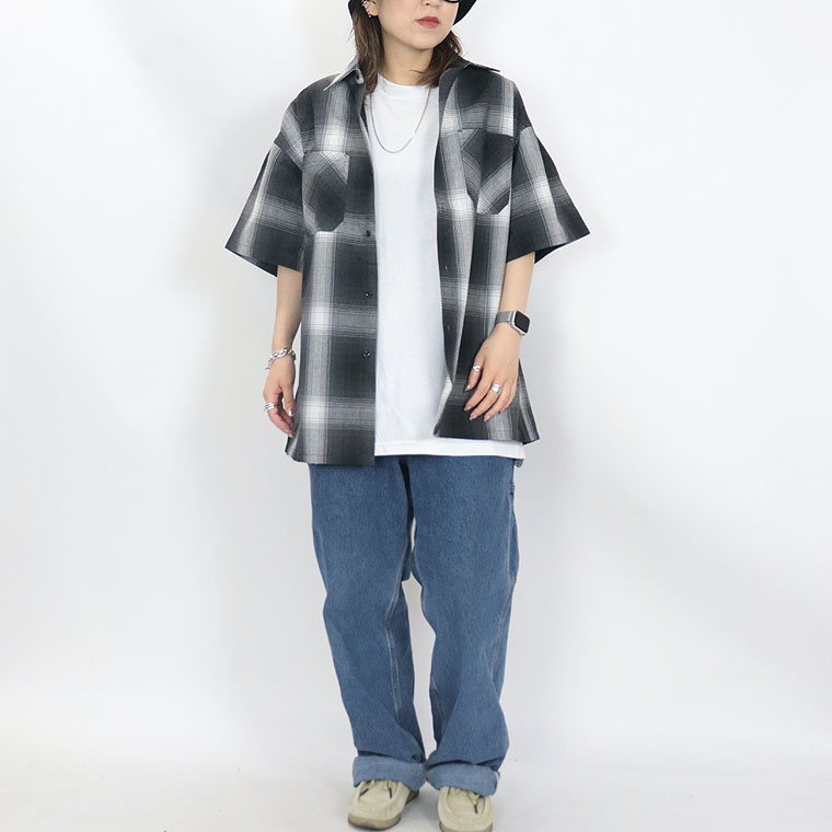 接触冷感 H/S オンブレチェックシャツ