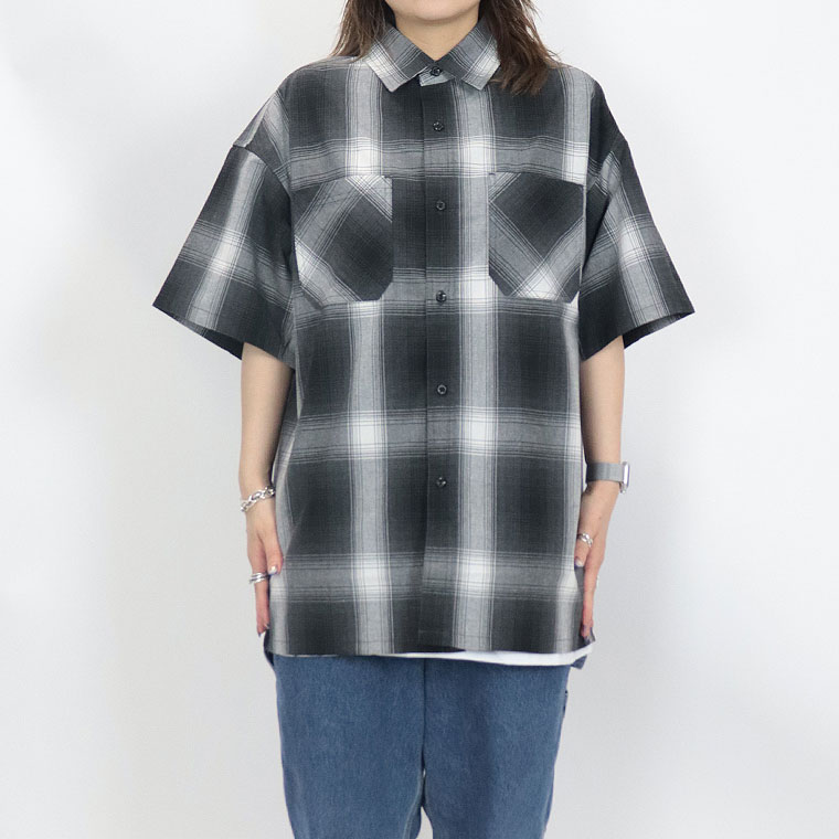 接触冷感 H/S オンブレチェックシャツ