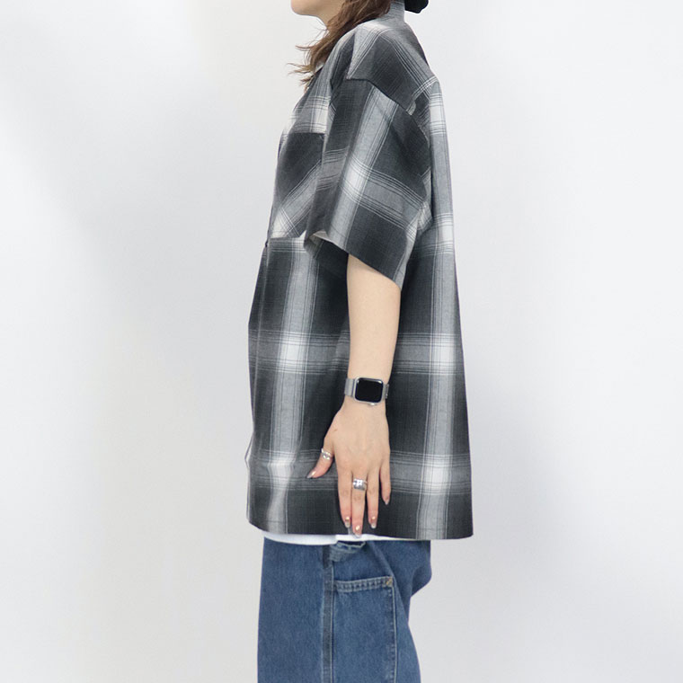 接触冷感 H/S オンブレチェックシャツ