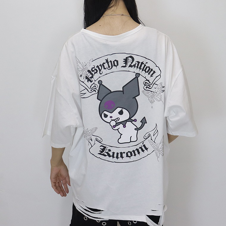 ＼数量限定３５％ＯＦＦ／【PSYCHONATION】『サンリオ・クロミコラボ』バタフライストーンBIGシルエットTシャツ