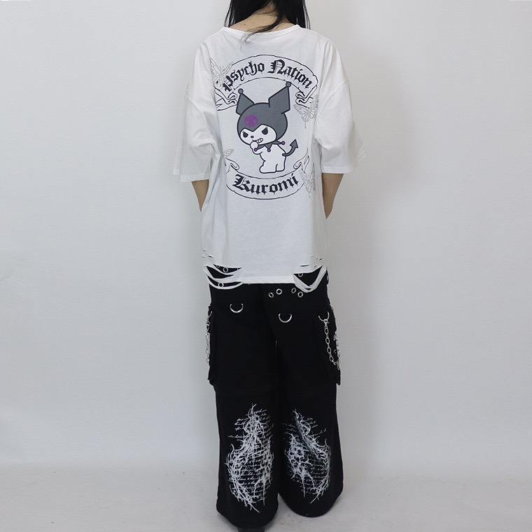 ＼数量限定３５％ＯＦＦ／【PSYCHONATION】『サンリオ・クロミコラボ』バタフライストーンBIGシルエットTシャツ