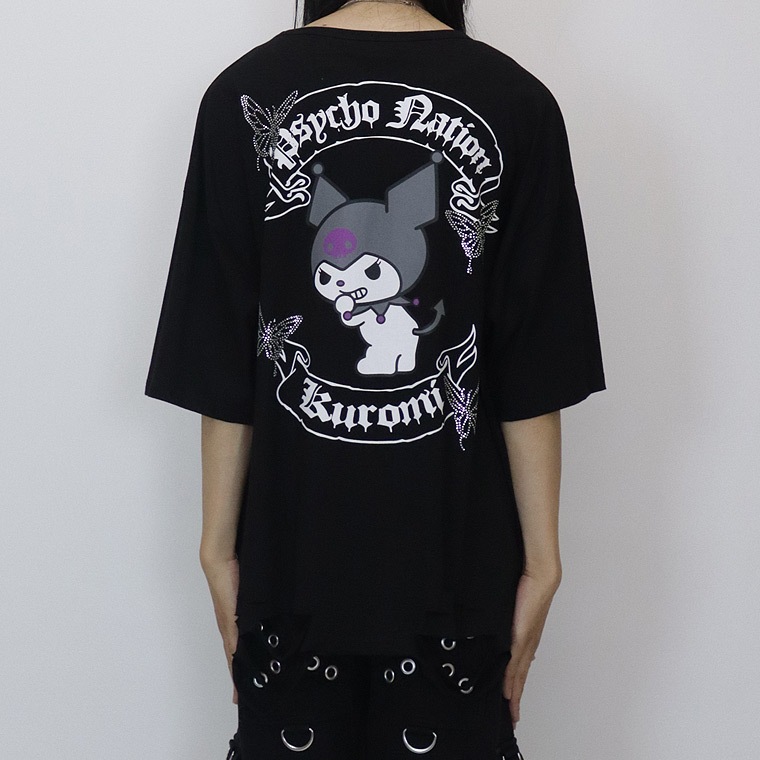 ＼数量限定３５％ＯＦＦ／【PSYCHONATION】『サンリオ・クロミコラボ』バタフライストーンBIGシルエットTシャツ
