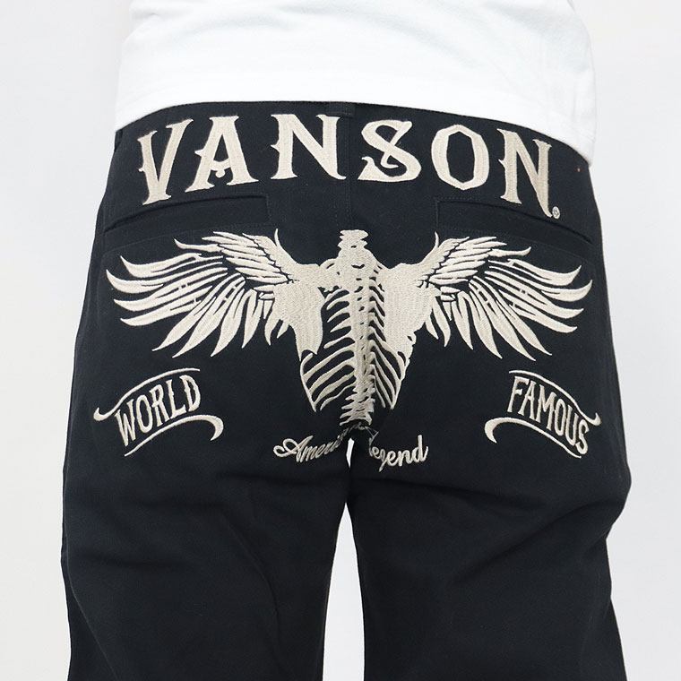 【VANSON】フライングボーン刺繍ツイルチノパンツ