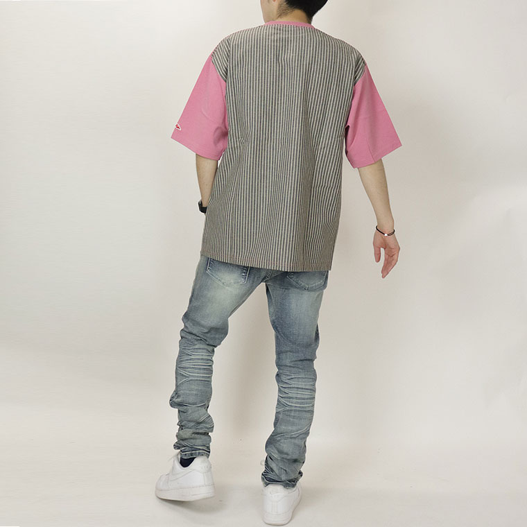 CAMバックストライプ切替半袖T(ペア対応)