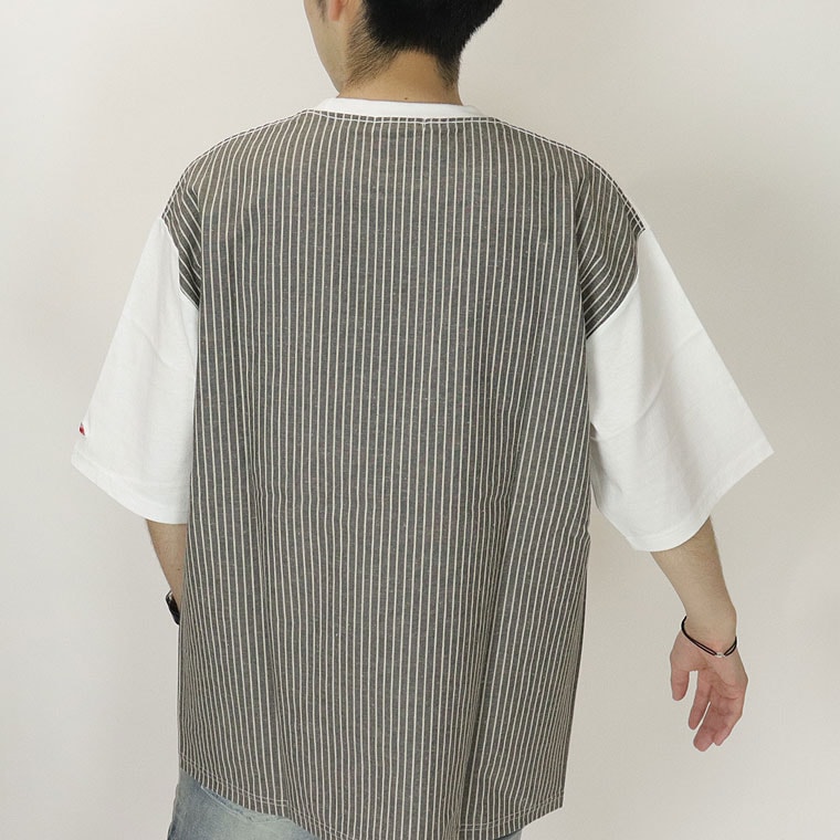 CAMバックストライプ切替半袖T(ペア対応)