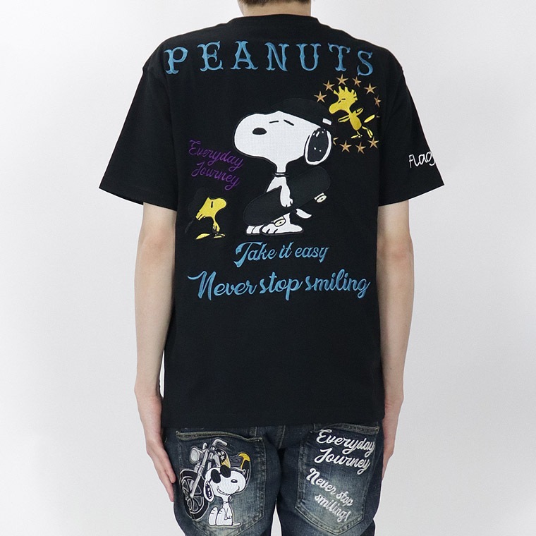 【SNOOPYコラボ】スケボーモチーフ半袖刺繍Tシャツ