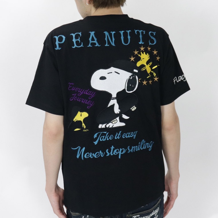 【SNOOPYコラボ】スケボーモチーフ半袖刺繍Tシャツ
