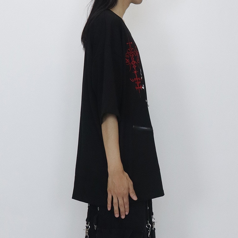 \数量限定30%OFF/【PSYCHONATION】ZIP付きスカルプリントBIGシルエットTシャツ