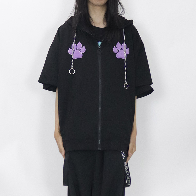 ＼数量限定２５％ＯＦＦ／【PSYCHONATION】ネコ耳×シッポ付きBIGシルエットZIPパーカー