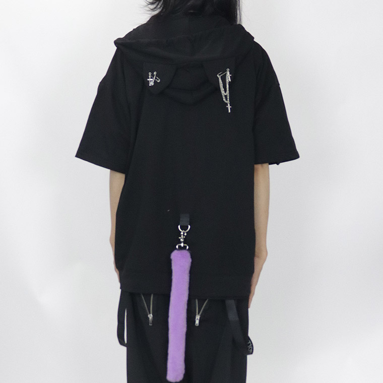 ＼数量限定２５％ＯＦＦ／【PSYCHONATION】ネコ耳×シッポ付きBIGシルエットZIPパーカー