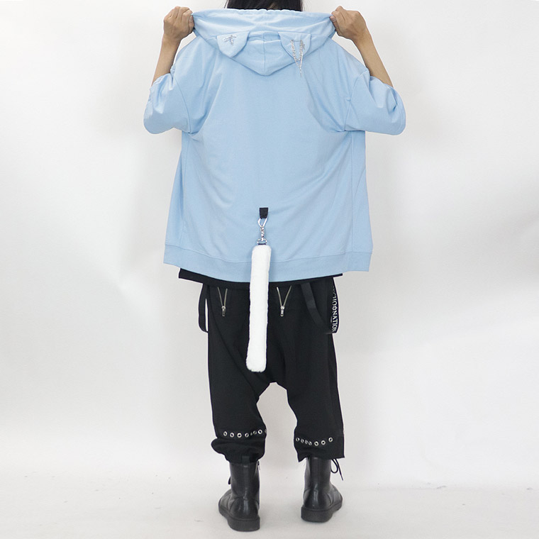 ＼数量限定２５％ＯＦＦ／【PSYCHONATION】ネコ耳×シッポ付きBIGシルエットZIPパーカー
