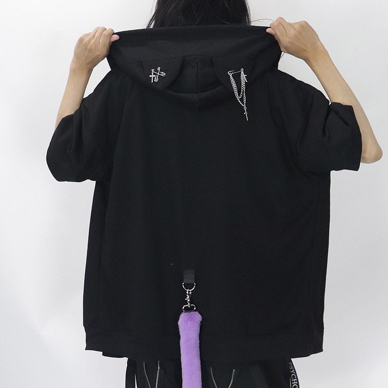 ＼数量限定２５％ＯＦＦ／【PSYCHONATION】ネコ耳×シッポ付きBIGシルエットZIPパーカー