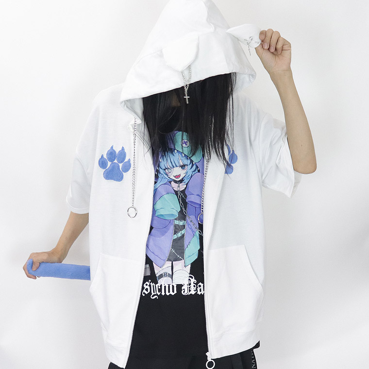 ＼数量限定２５％ＯＦＦ／【PSYCHONATION】ネコ耳×シッポ付きBIGシルエットZIPパーカー