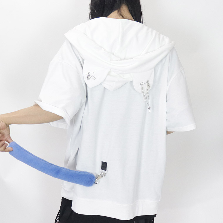 ＼数量限定２５％ＯＦＦ／【PSYCHONATION】ネコ耳×シッポ付きBIGシルエットZIPパーカー