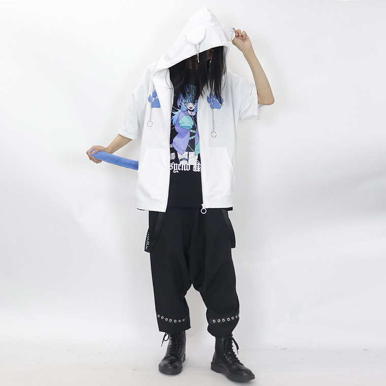 ＼数量限定２５％ＯＦＦ／【PSYCHONATION】ネコ耳×シッポ付きBIGシルエットZIPパーカー
