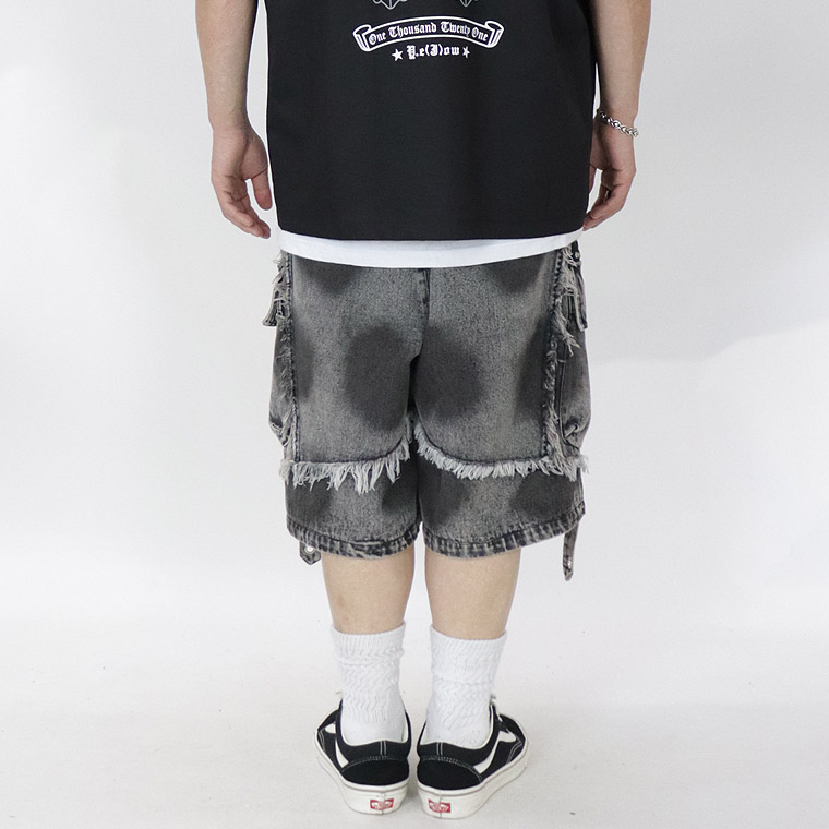 【UNDERGROUND】スプレーデニムカーゴショーツ