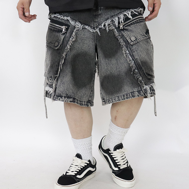 【UNDERGROUND】スプレーデニムカーゴショーツ