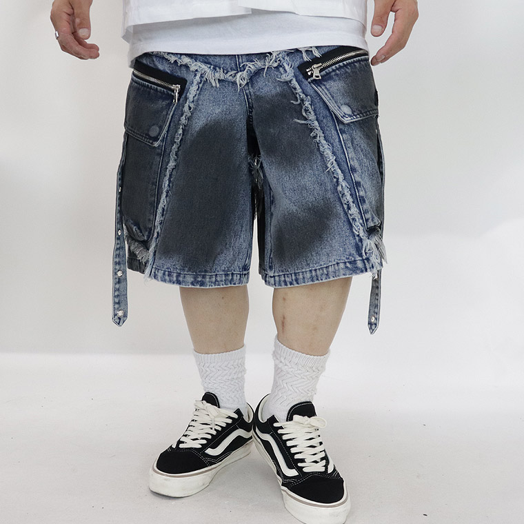 【UNDERGROUND】スプレーデニムカーゴショーツ