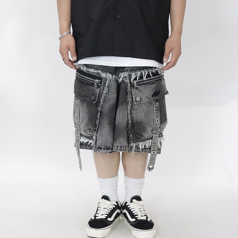 【UNDERGROUND】スプレーデニムカーゴショーツ