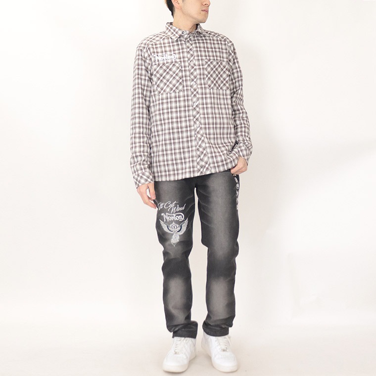 【NORTON】オンブレードビーチェック長袖シャツ