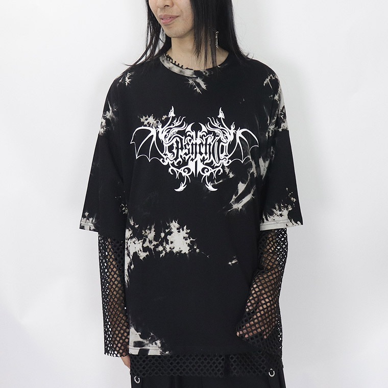 【PSYCHONATION】タイダイ染めBIGシルエットTシャツ×メッシュTシャツ アンサンブル