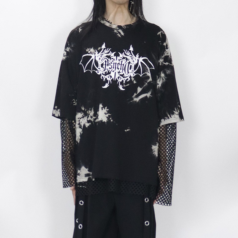 【PSYCHONATION】タイダイ染めBIGシルエットTシャツ×メッシュTシャツ アンサンブル