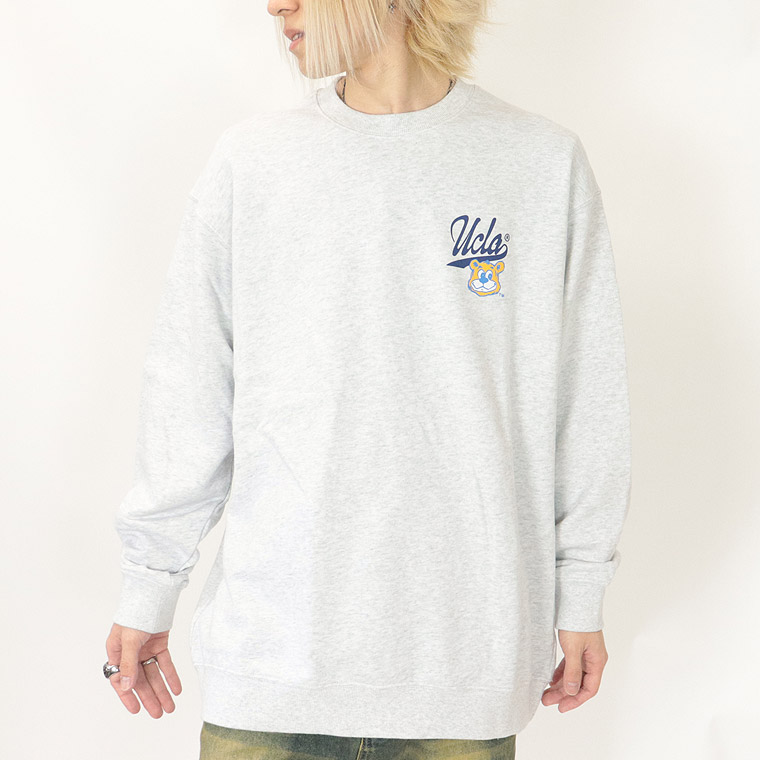 冬物売り尽くし30%OFF【UCLA】ジョーロゴ背面ラバープリント/裏毛長袖トレーナー (ペアルック・アメカジ系)