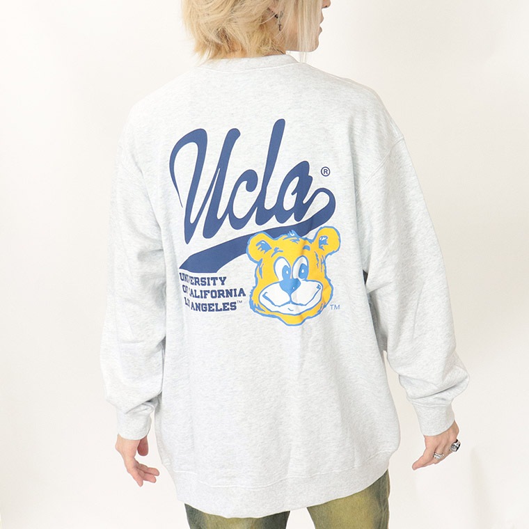 冬物売り尽くし30%OFF【UCLA】ジョーロゴ背面ラバープリント/裏毛長袖トレーナー (ペアルック・アメカジ系)