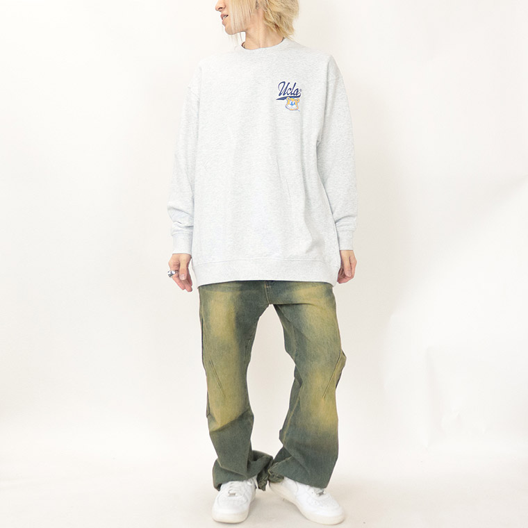 冬物売り尽くし30%OFF【UCLA】ジョーロゴ背面ラバープリント/裏毛長袖トレーナー (ペアルック・アメカジ系)