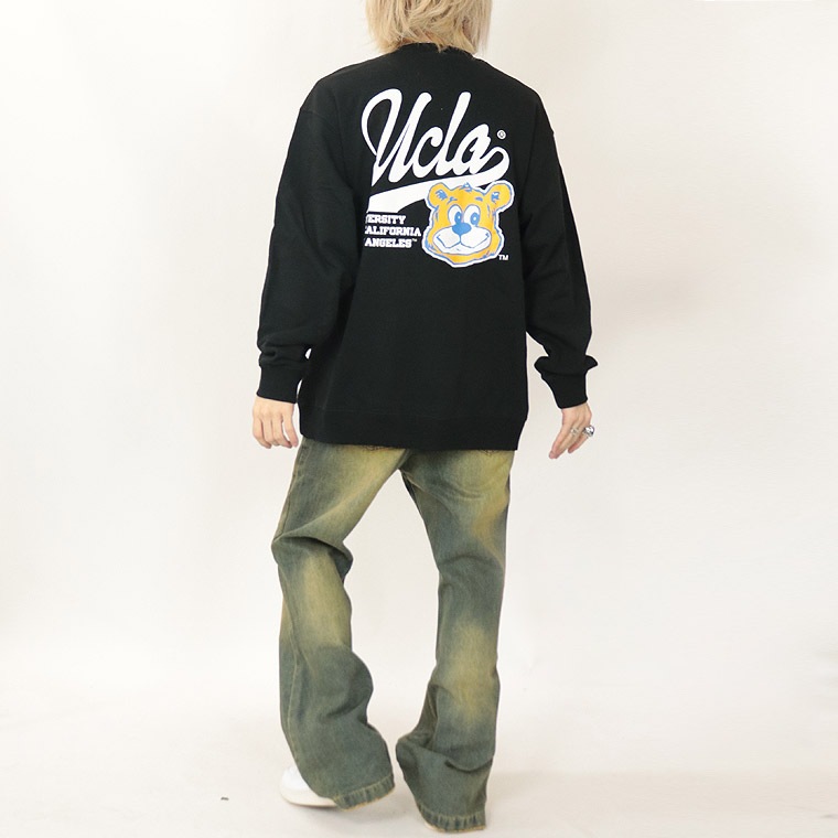 冬物売り尽くし30%OFF【UCLA】ジョーロゴ背面ラバープリント/裏毛長袖トレーナー (ペアルック・アメカジ系)