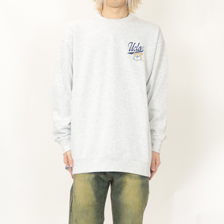 冬物売り尽くし30%OFF【UCLA】ジョーロゴ背面ラバープリント/裏毛長袖トレーナー (ペアルック・アメカジ系)