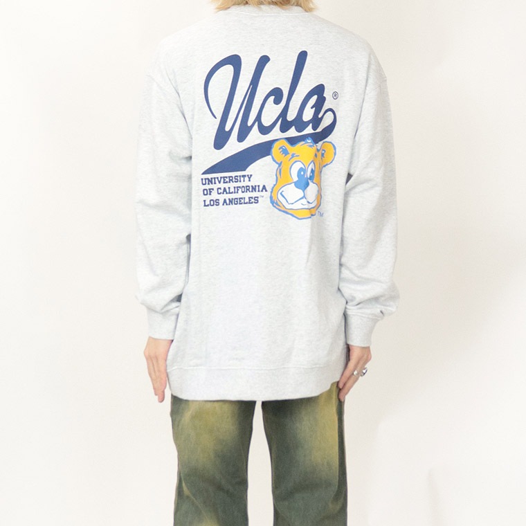 冬物売り尽くし30%OFF【UCLA】ジョーロゴ背面ラバープリント/裏毛長袖トレーナー (ペアルック・アメカジ系)
