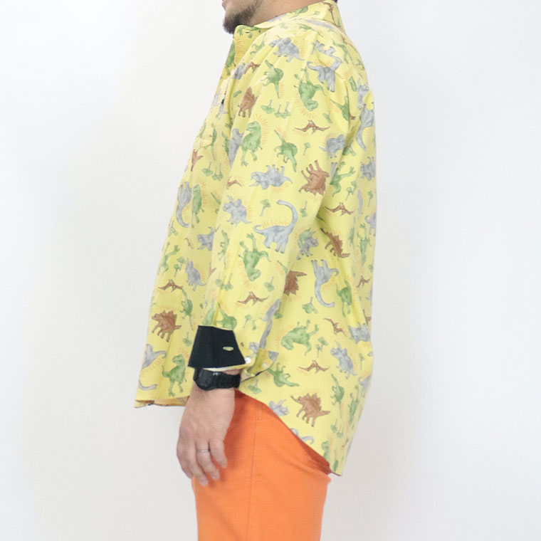 【大きいサイズ】国産恐竜総柄カラーシャツ 3L 4L 5L