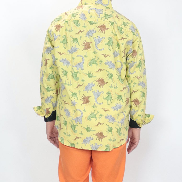 【大きいサイズ】国産恐竜総柄カラーシャツ 3L 4L 5L