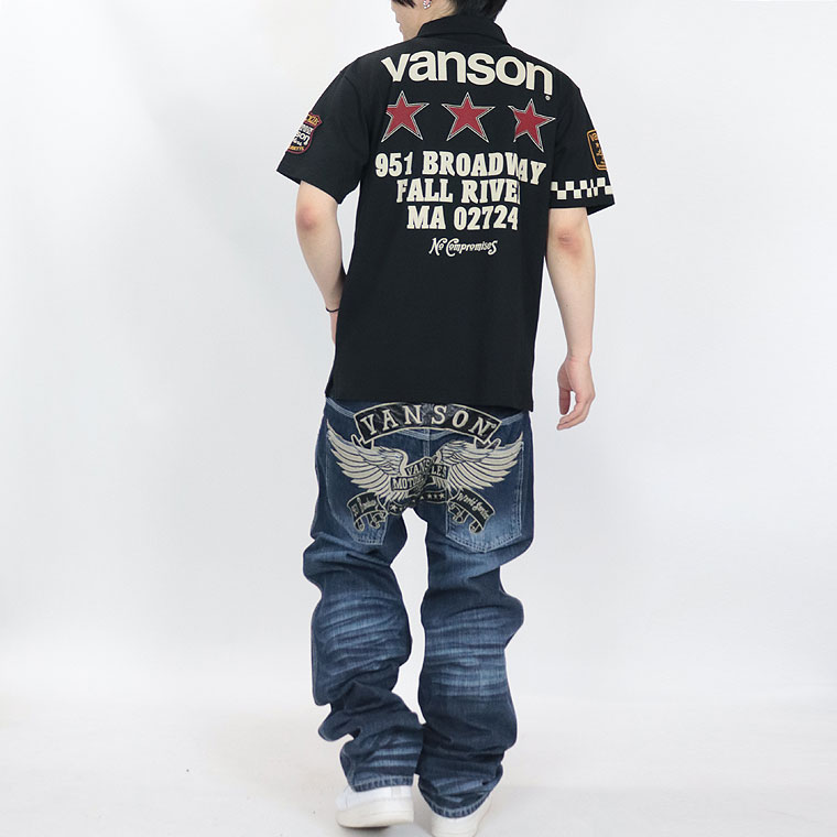 【VANSON】天竺半袖ポロシャツ スター