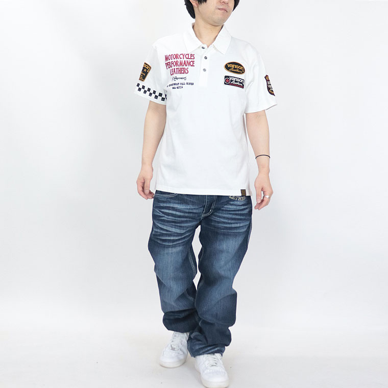 【VANSON】天竺半袖ポロシャツ スター