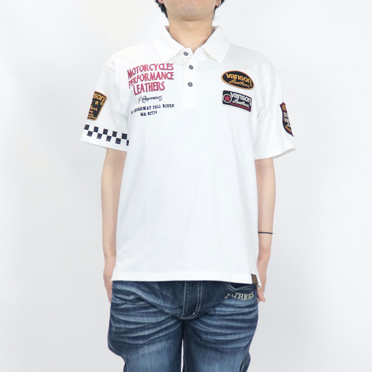 【VANSON】天竺半袖ポロシャツ スター