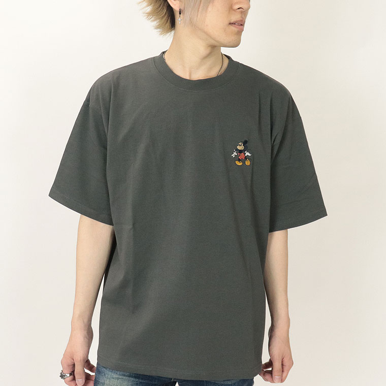 夏物先行セール55％OFF【Disney/Mickey】ミッキー半袖Ｔシャツ/プリント&ワンポイント刺繍 (ペアルック・アメカジ系)