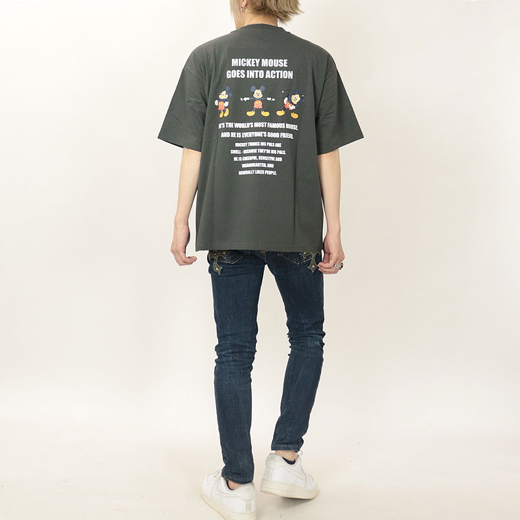 夏物先行セール55％OFF【Disney/Mickey】ミッキー半袖Ｔシャツ/プリント&ワンポイント刺繍 (ペアルック・アメカジ系)