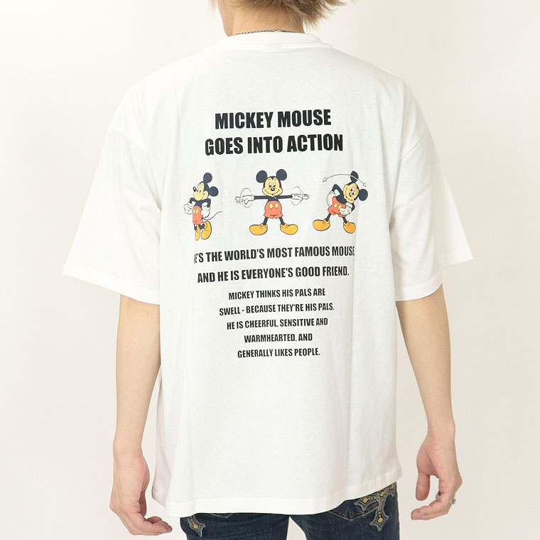 夏物先行セール55％OFF【Disney/Mickey】ミッキー半袖Ｔシャツ/プリント&ワンポイント刺繍 (ペアルック・アメカジ系)