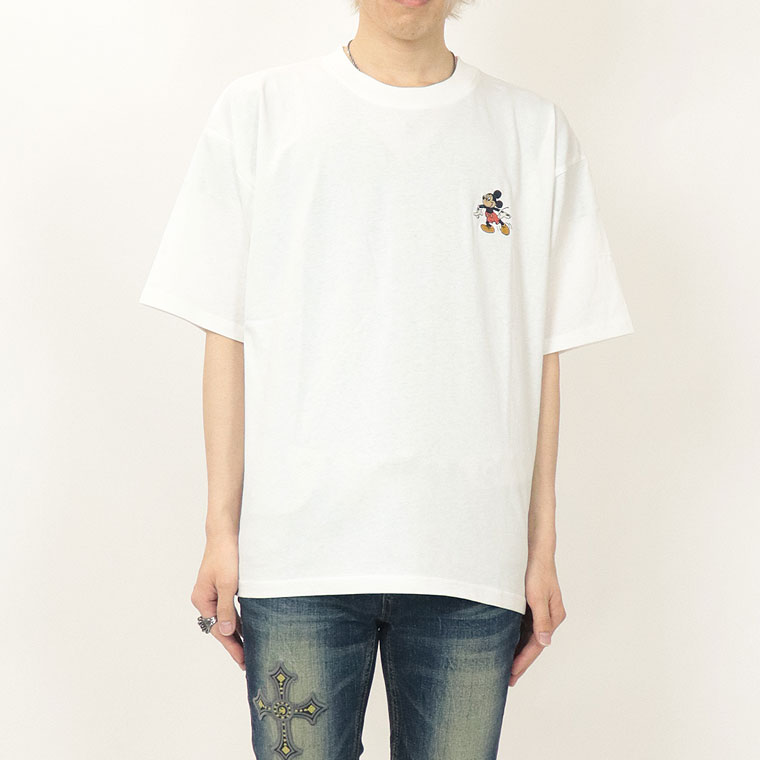 夏物先行セール55％OFF【Disney/Mickey】ミッキー半袖Ｔシャツ/プリント&ワンポイント刺繍 (ペアルック・アメカジ系)