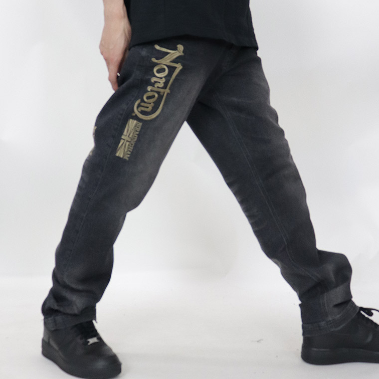 【NORTON】エンブレムウイング刺繍ストレッチデニムパンツ