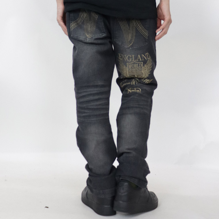 【NORTON】エンブレムウイング刺繍ストレッチデニムパンツ
