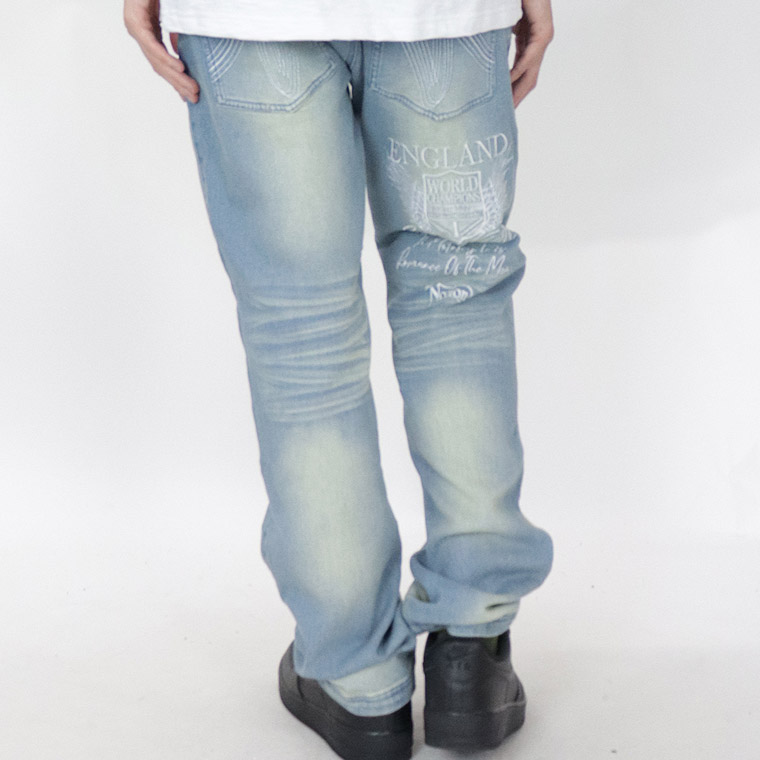 【NORTON】エンブレムウイング刺繍ストレッチデニムパンツ