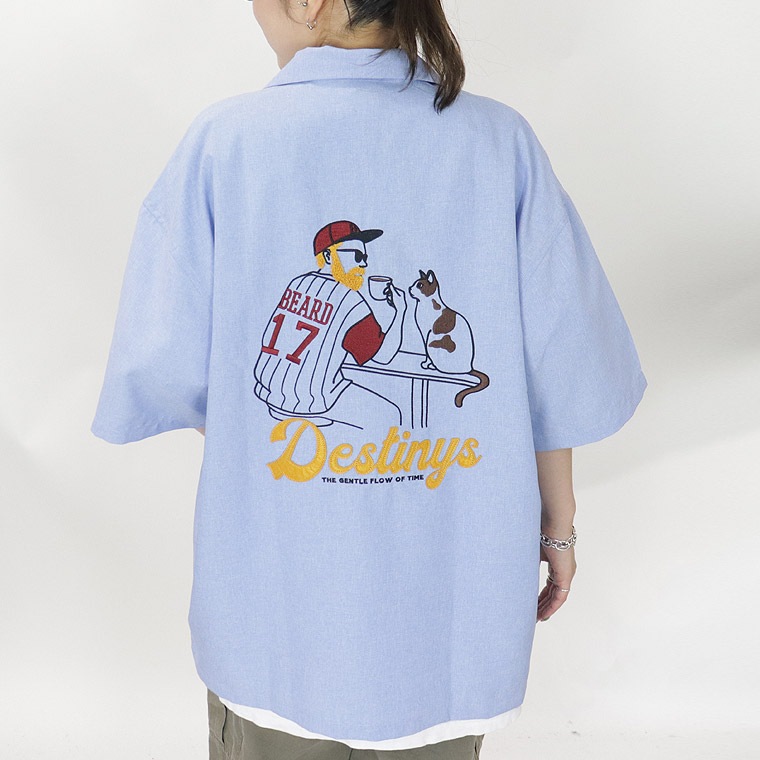 ヒゲサガラ刺繍半袖シャツ