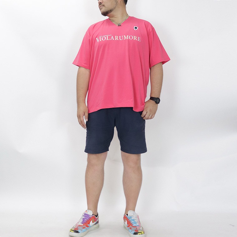 【大きいサイズ】VIOLA 発泡プリントVネック半袖Tシャツ