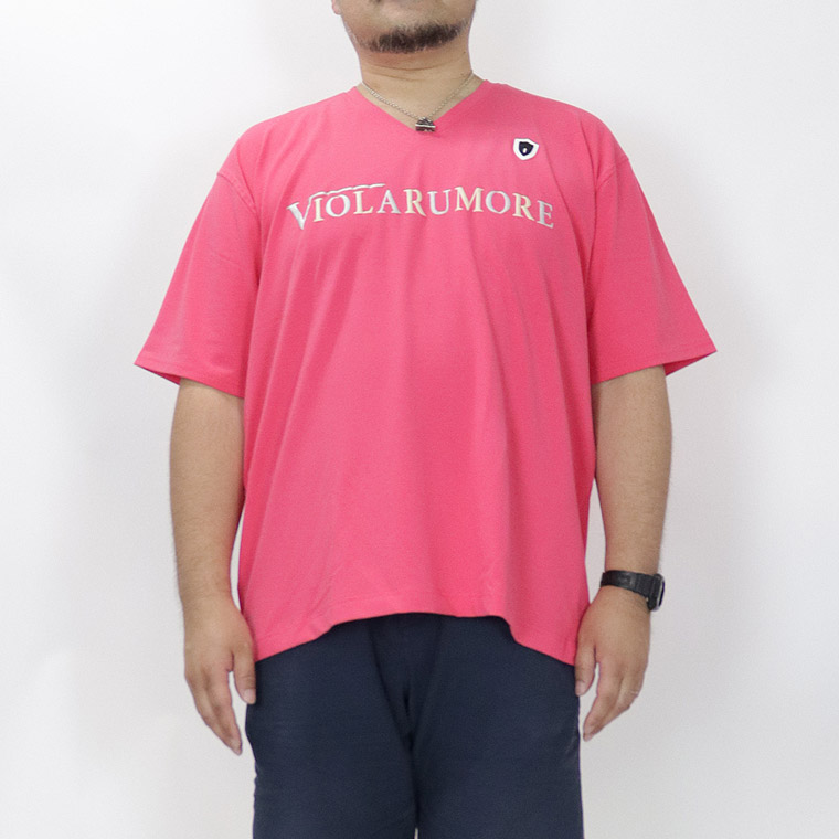 【大きいサイズ】VIOLA 発泡プリントVネック半袖Tシャツ