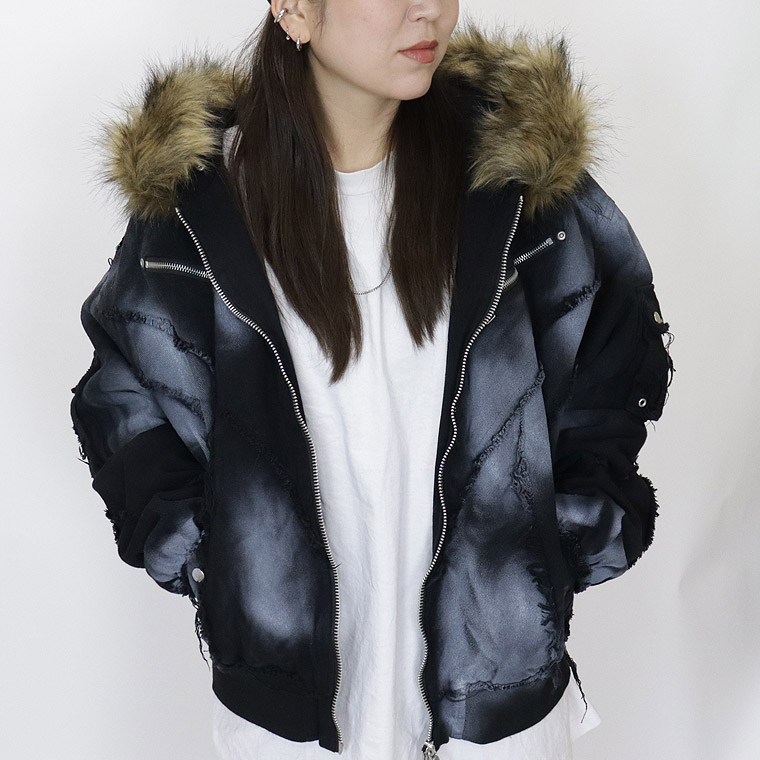 【P.N UNDERGROUND】ファー脱着スプレーフードブルゾン